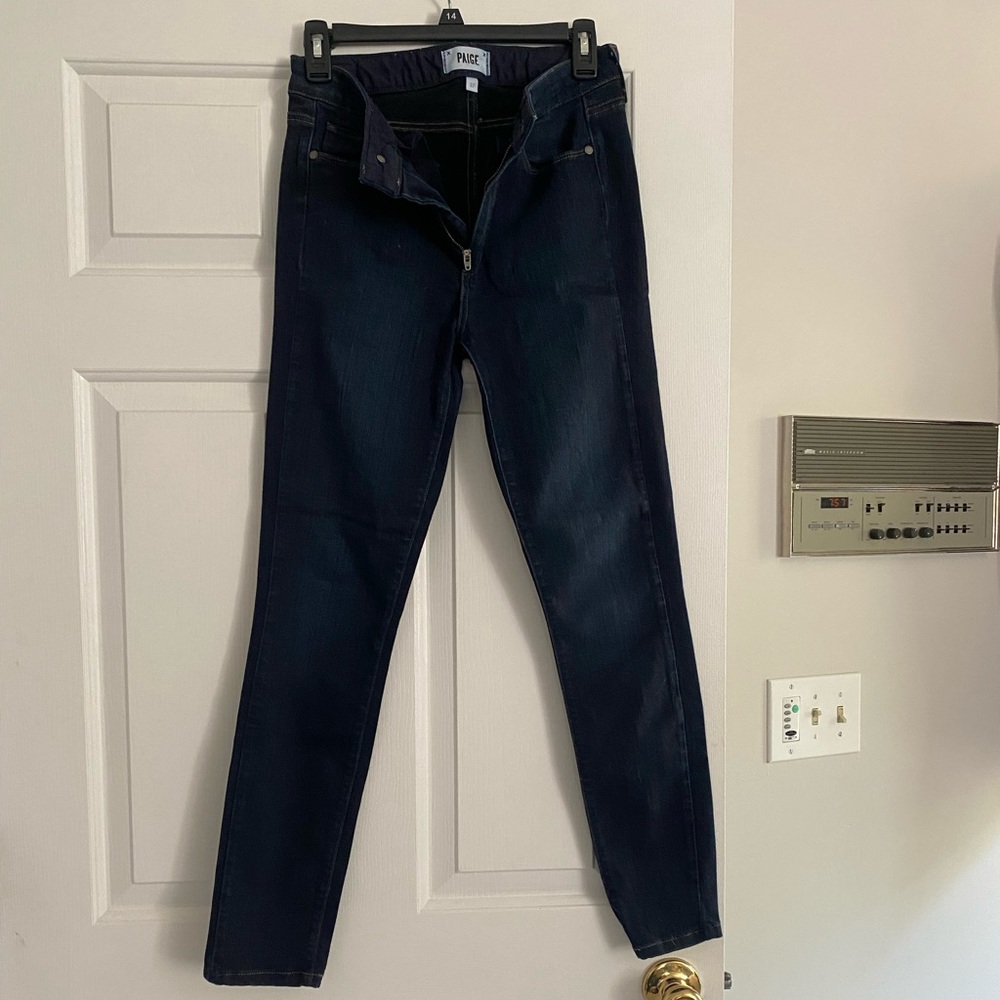 Paige high rise dark wash skinny Hoxton jeans